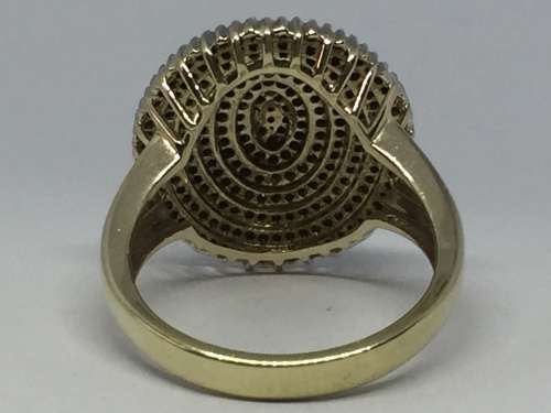 9kt Gold diamond ring with 242 small round diamonds