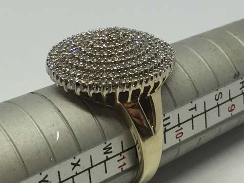 9kt Gold diamond ring with 242 small round diamonds