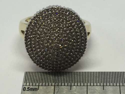 9kt Gold diamond ring with 242 small round diamonds