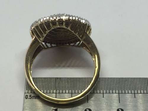 9kt Gold diamond ring with 242 small round diamonds