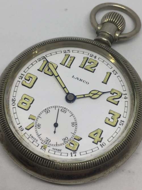 Vintage Lanco pocketwatch with numeral dial - working