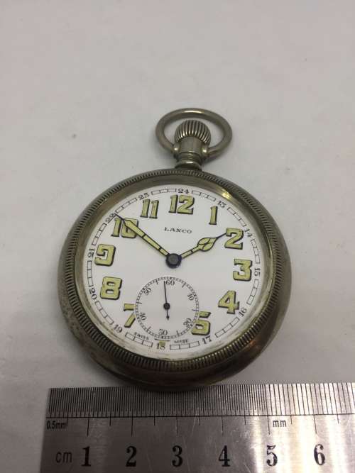 Vintage Lanco pocketwatch with numeral dial - working