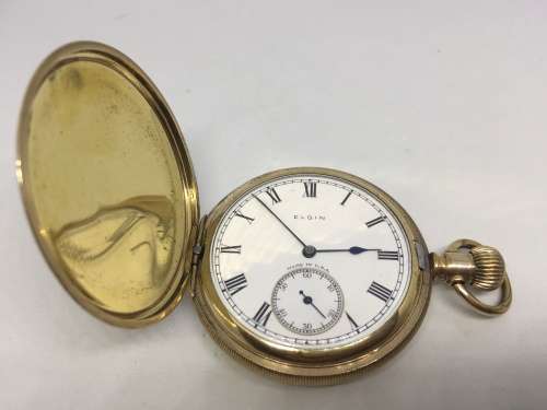 1928 Elgin full hunter pocketwatch - goldplated - working - serial 30961230
