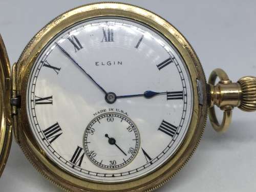 1928 Elgin full hunter pocketwatch - goldplated - working - serial 30961230