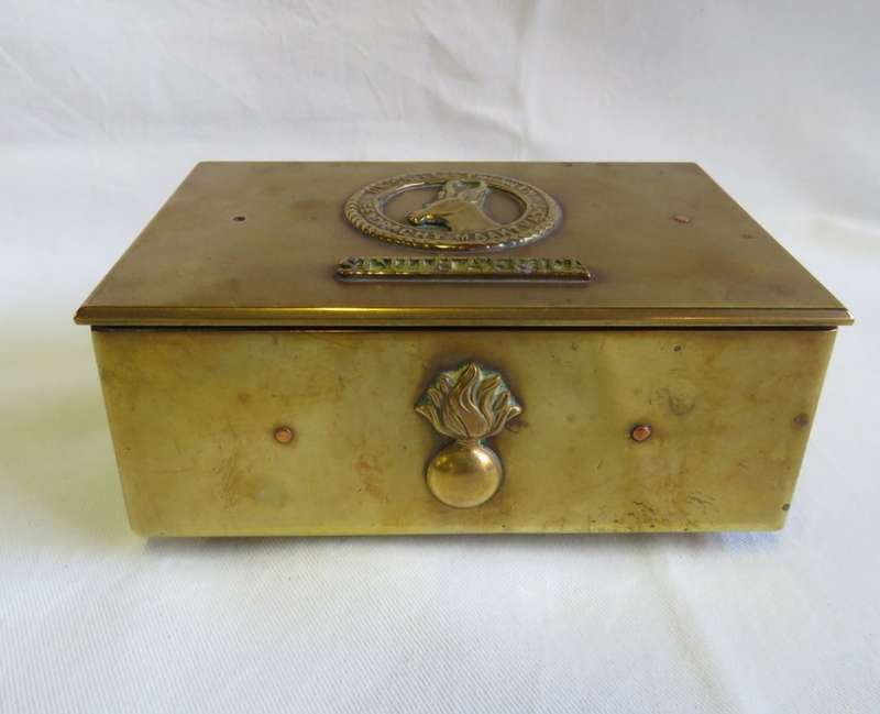 WW1 SA Infantry trench art brass trinket box