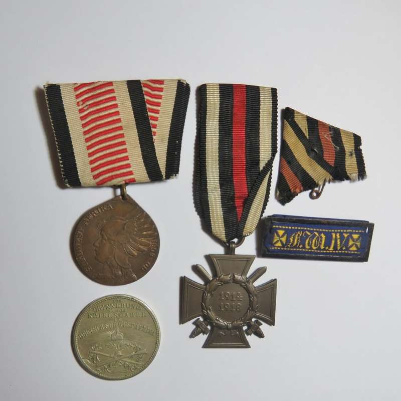 German South West Africa Herero rebellion medals and WW1 Honour cross with KMF makers mark