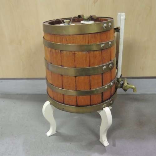 Vintage upright wine barrel with stand - Length 23 cm - Base 23 x 23 cm