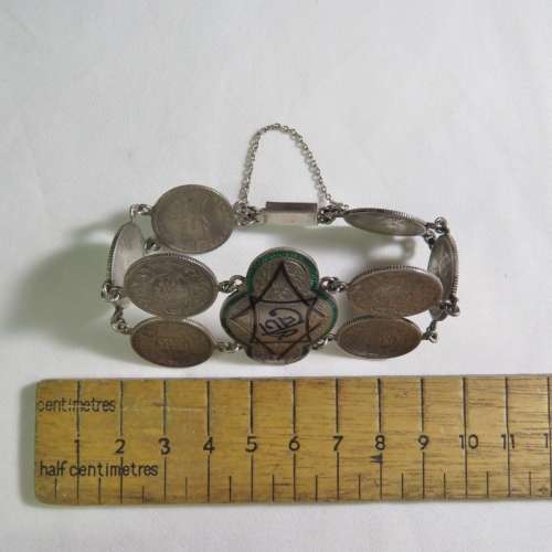 WW2 silver Sweetheart coin bracelet - Made in India Jessore 1942 for Betty from Paddy