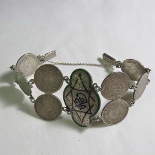 WW2 silver Sweetheart coin bracelet - Made in India Jessore 1942 for Betty from Paddy