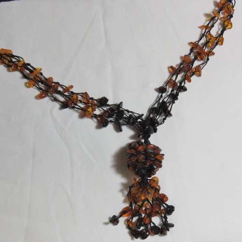 Vintage Amber multi string necklace