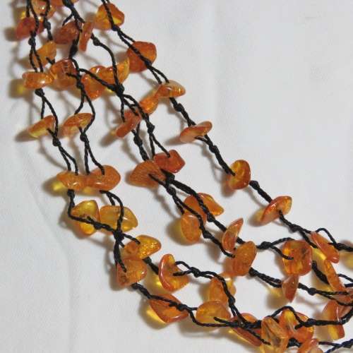 Vintage Amber multi string necklace