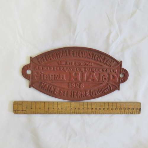 1926 Pierre Hiard construction metal makers plate