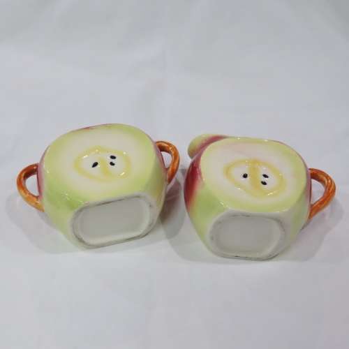 Pair of Apple shaped milk and sugar bowl