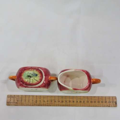 Pair of Apple shaped milk and sugar bowl