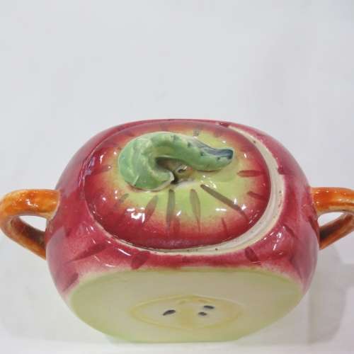 Pair of Apple shaped milk and sugar bowl