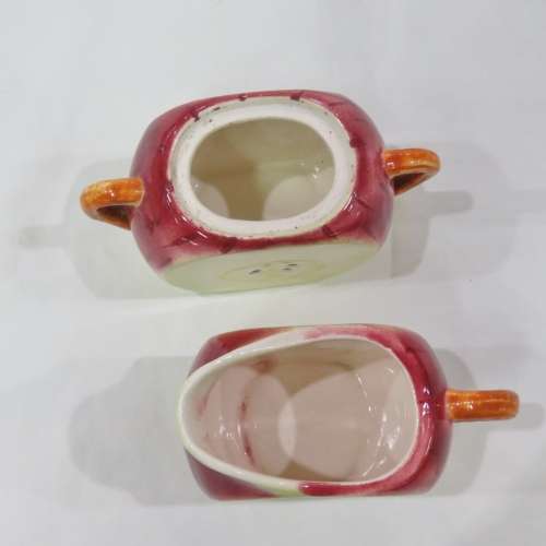 Pair of Apple shaped milk and sugar bowl