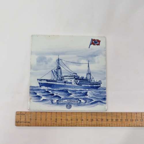 K.D.M M.V Riebeeck ceramic Delft tile