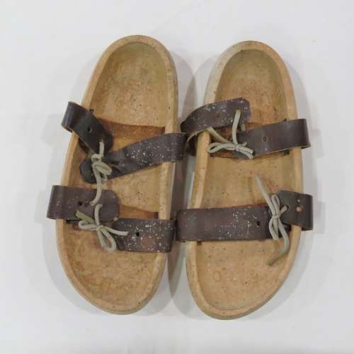 Hand Carved wooden sandals with leather straps