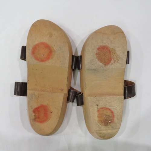 Hand Carved wooden sandals with leather straps