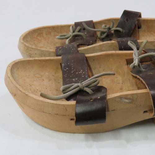 Hand Carved wooden sandals with leather straps