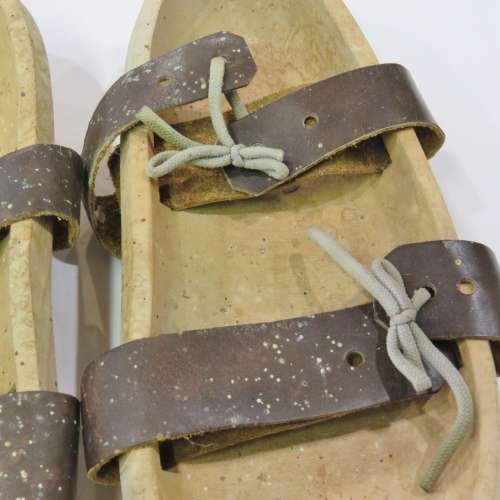 Hand Carved wooden sandals with leather straps
