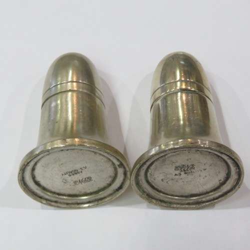 Pair of silverplated salt and pepper shakers