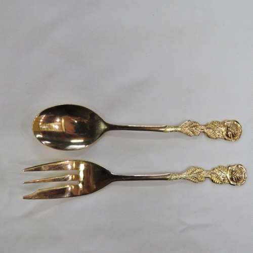 Vintage Eetrite 24ct gold plated cake fork and spoon set - 6 spoons, 6 forks
