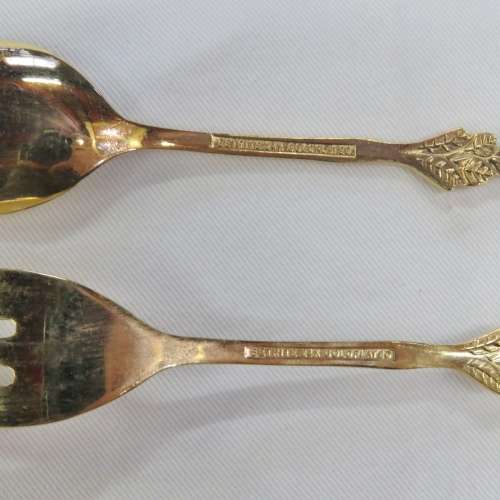 Vintage Eetrite 24ct gold plated cake fork and spoon set - 6 spoons, 6 forks
