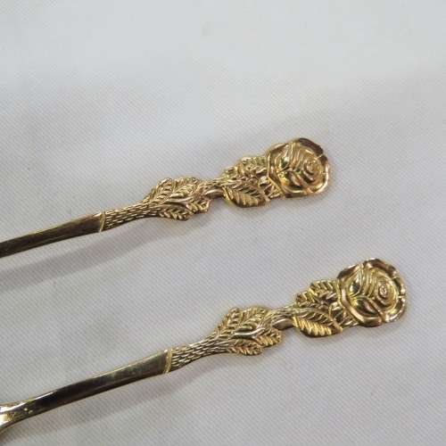 Vintage Eetrite 24ct gold plated cake fork and spoon set - 6 spoons, 6 forks