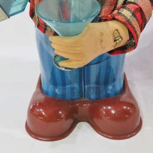 Vintage Tinplate Blushing Willy drinking man - Not working