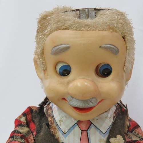 Vintage Tinplate Blushing Willy drinking man - Not working