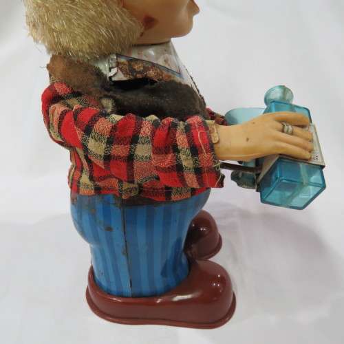 Vintage Tinplate Blushing Willy drinking man - Not working