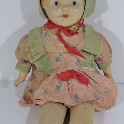 Antique Composition doll with soft body - Length 60 cm