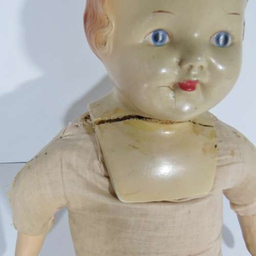 Antique Composition doll with soft body - Length 60 cm