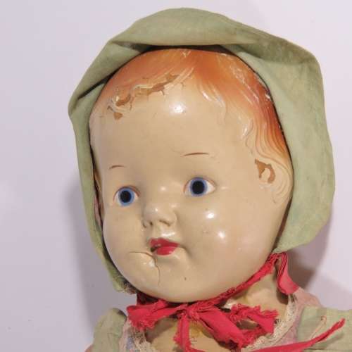 Antique Composition doll with soft body - Length 60 cm