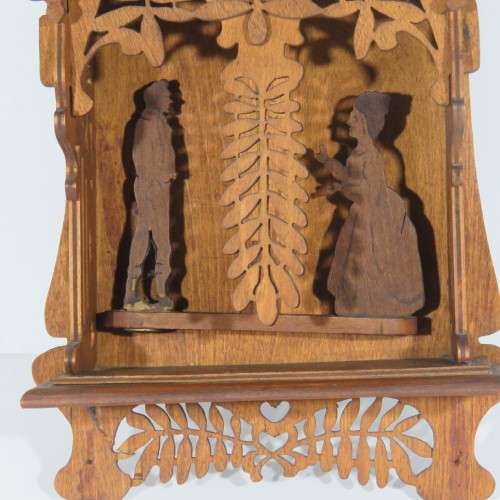Antique wooden fret work wall hanging with swing - Boer war period - Size 29 x 17 cm