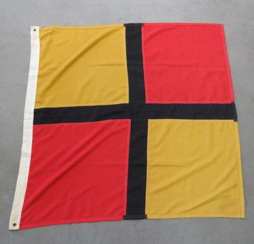 Red and Yellow flag with black cross - Size 103 x 99 cm