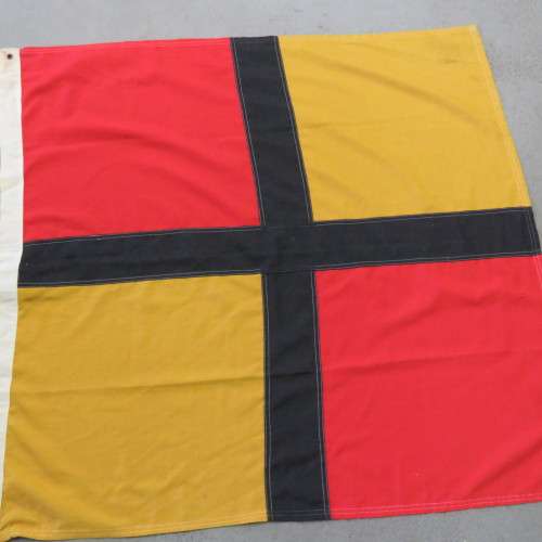 Red and Yellow flag with black cross - Size 103 x 99 cm