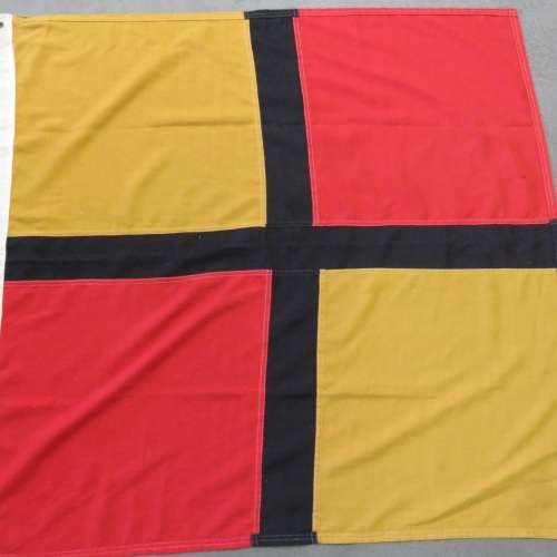 Red and Yellow flag with black cross - Size 103 x 99 cm
