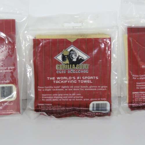 Lot of 3 packs of Gorilla Gold Grip Enhancer cloths