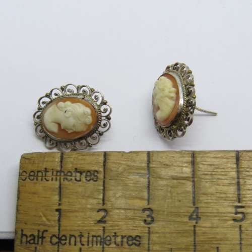 Pair of costume jewellery cameo earrings