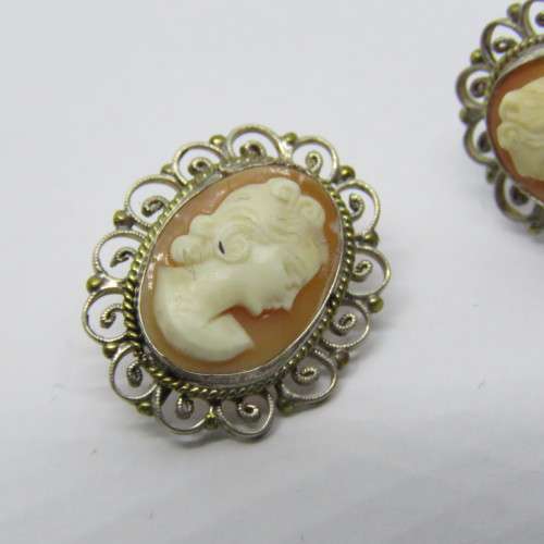 Pair of costume jewellery cameo earrings