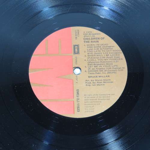 Bruce Millar - Children of the rain LP vinyl record - EMI Brigadiers