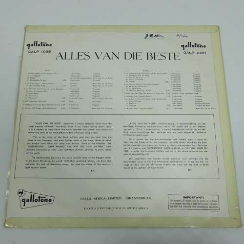 Alles van die beste LP vinyl record - Gallotone