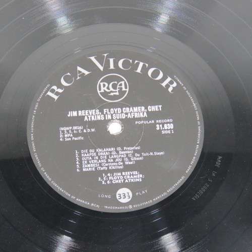 Jim Reeves, Floyd Cramer, Chet Atkins in Suid Afrika LP vinyl record
