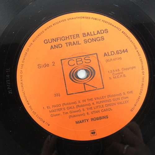 Marty Robbins - Gun fighter ballads and trail songs LP vinyl record - CBS recording