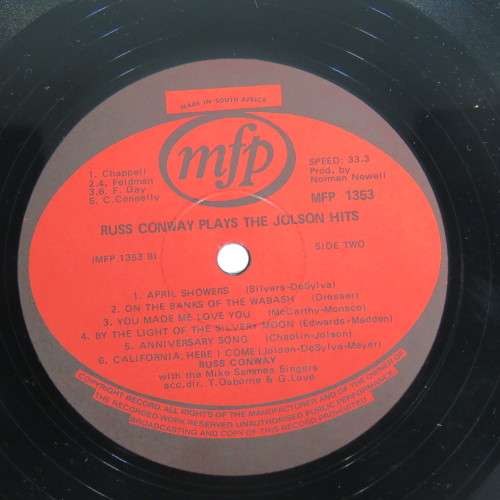 Russ Conway plays Jolson Hits LP vinyl record - MFP records