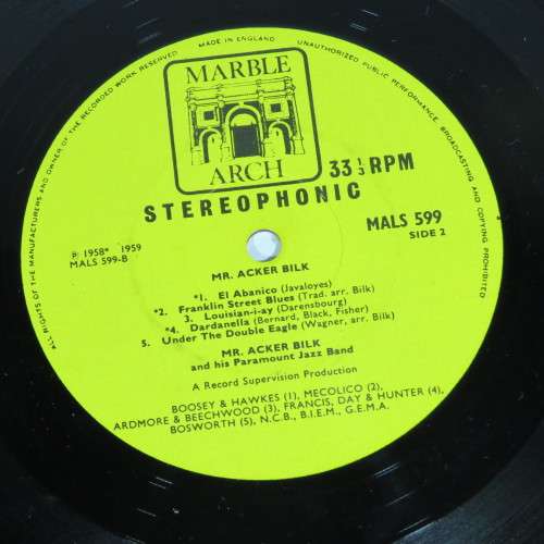 Mr. Acker Bilk and his paramount jazz band LP vinyl records - Marble Arch PYE records