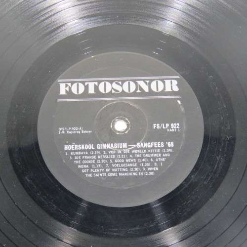 Gymnasium Sing 1969 - Sangfees LP vinyl record - Advision studios