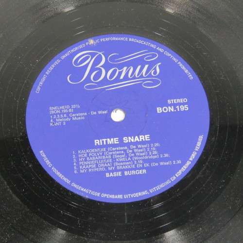 Ritme Snare van Basie Burger LP vinyl record - Meteor-Plate
